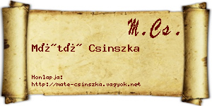 Máté Csinszka névjegykártya